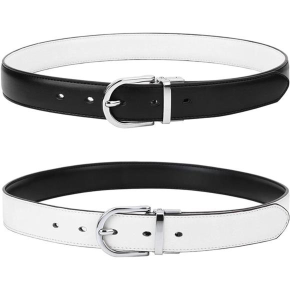 Falari Reversible Belt Genuine Leather Single Prong Buckle (1 Belt for 2 Colors)